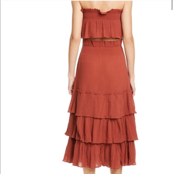 Free People Skirts Free People Sea Breeze Rust Midi Top Skirt Set Xs Poshmark